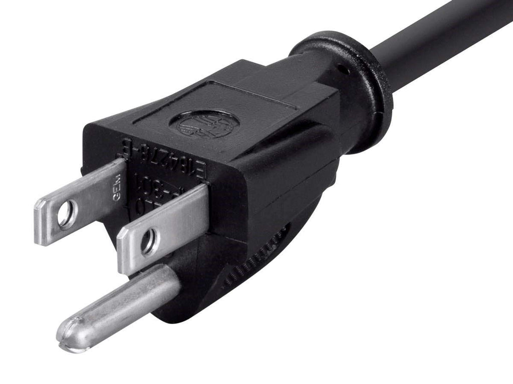 Monoprice 6ft 16AWG Power Extension Cord Cable - SJT 16/3C NEMA 5-15P TO NEMA 5-15R (13A/125V) AP301+SP506 - Black