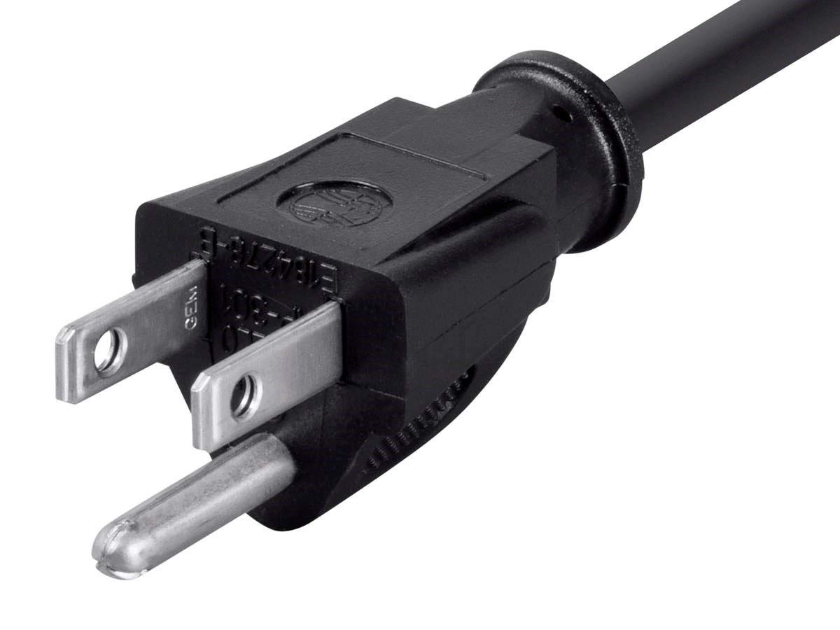 Monoprice 6ft 16AWG Power Extension Cord Cable - SJT 16/3C NEMA 5-15P TO NEMA 5-15R (13A/125V) AP301+SP506 - Black