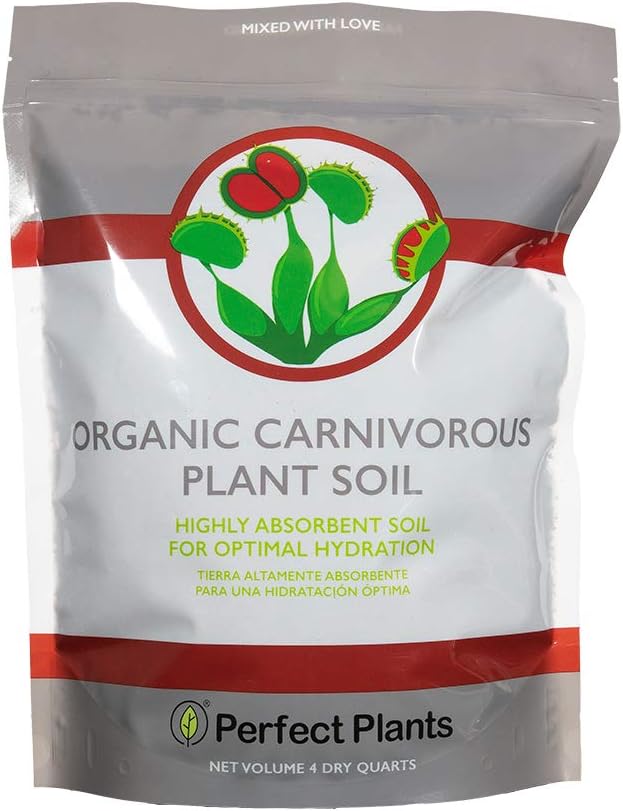 Perfect Plants Carnivorous Plant Soil, 4 qt, Venus Fly Trap Potting Mix | Organic sphagnum peat moss and perlite blend for flytraps, sundews, pitcher varieties and Nepenthes, holds ideal acidity