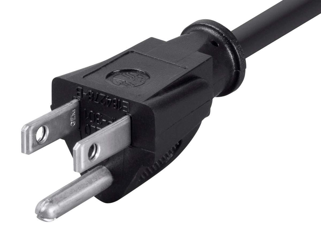 Monoprice 6ft 16AWG Power Extension Cord Cable - SJT 16/3C NEMA 5-15P TO NEMA 5-15R (13A/125V) AP301+SP506 - Black