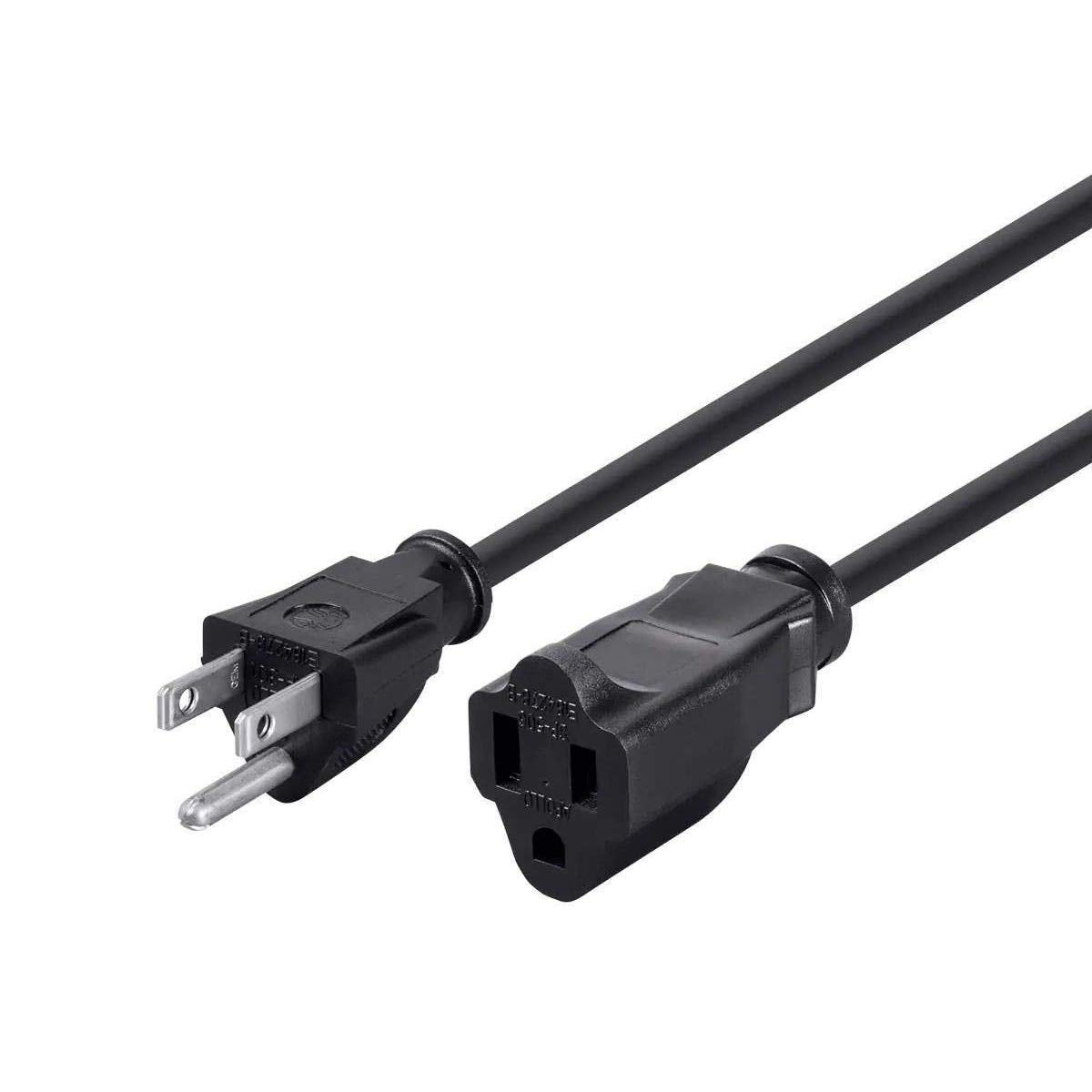 Monoprice 6ft 16AWG Power Extension Cord Cable - SJT 16/3C NEMA 5-15P TO NEMA 5-15R (13A/125V) AP301+SP506 - Black