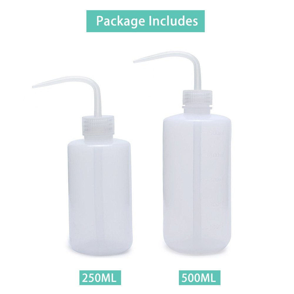 Mkono 2 Pack Watering Can - 250ML and 500ML Succulent Watering Bottle, Plant Flower Squeeze Plastic Bend Mouth Safety Wash Bottle, Small and Medium, White