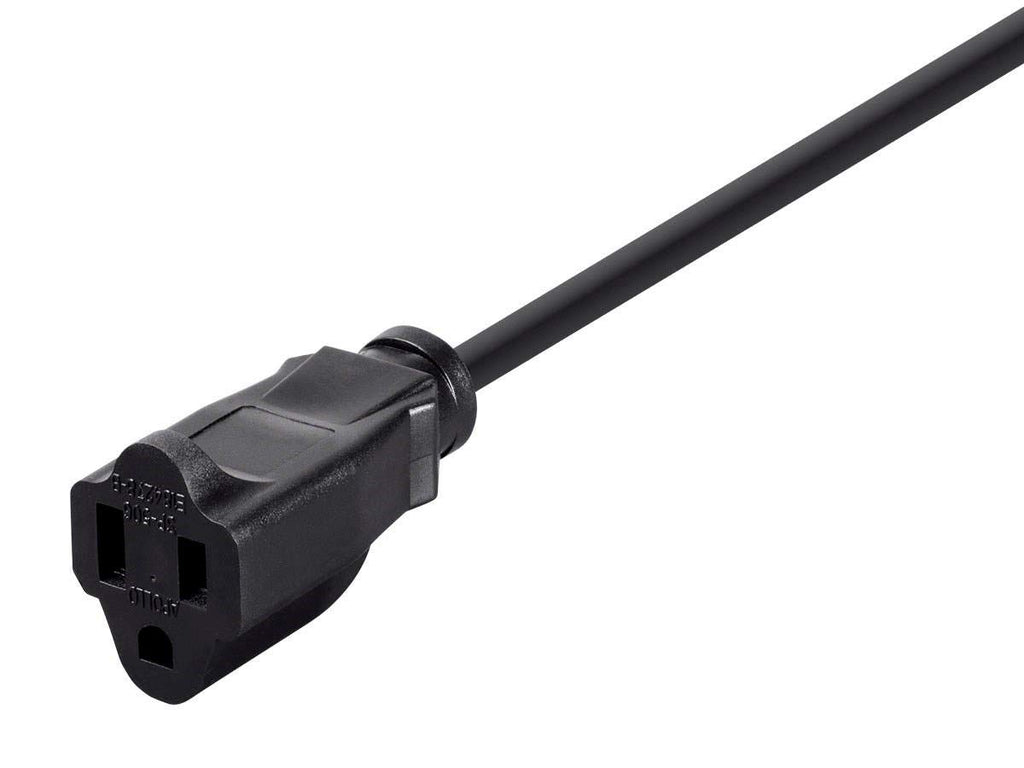 Monoprice 6ft 16AWG Power Extension Cord Cable - SJT 16/3C NEMA 5-15P TO NEMA 5-15R (13A/125V) AP301+SP506 - Black