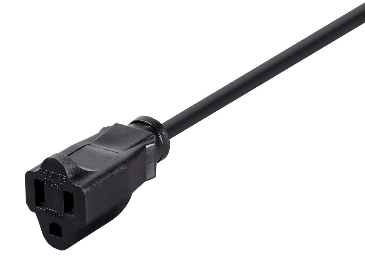 Monoprice 6ft 16AWG Power Extension Cord Cable - SJT 16/3C NEMA 5-15P TO NEMA 5-15R (13A/125V) AP301+SP506 - Black