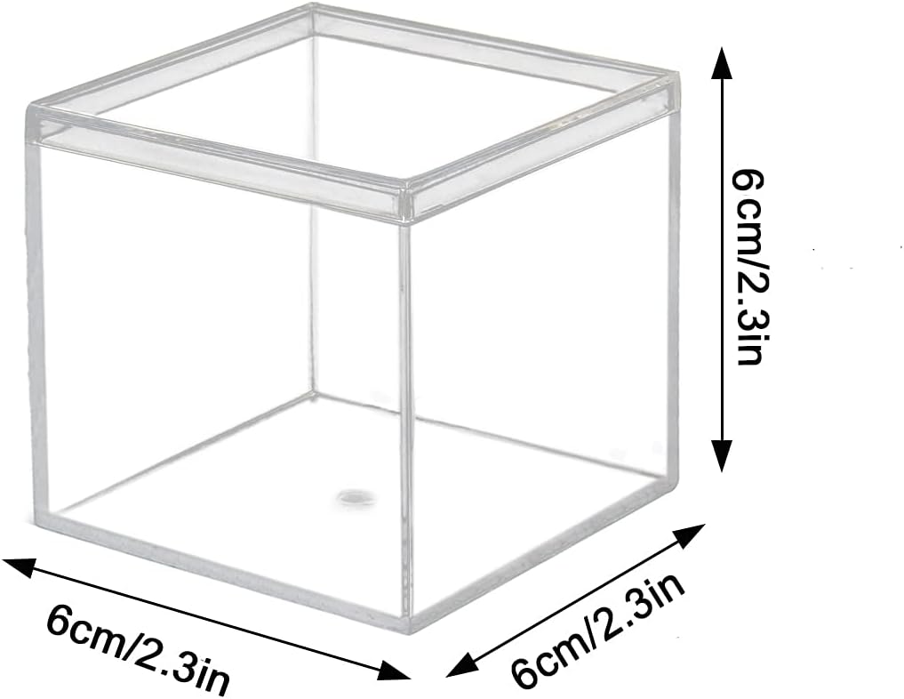 dedoot Small Acrylic Box with Lid 2.2x2.2x1.3 Inch, 4 Pack Suqare Plastic Box Acrylic Storage Cube Boxes Candy Container for Candy, Jewelry Accessories, Tiny Items