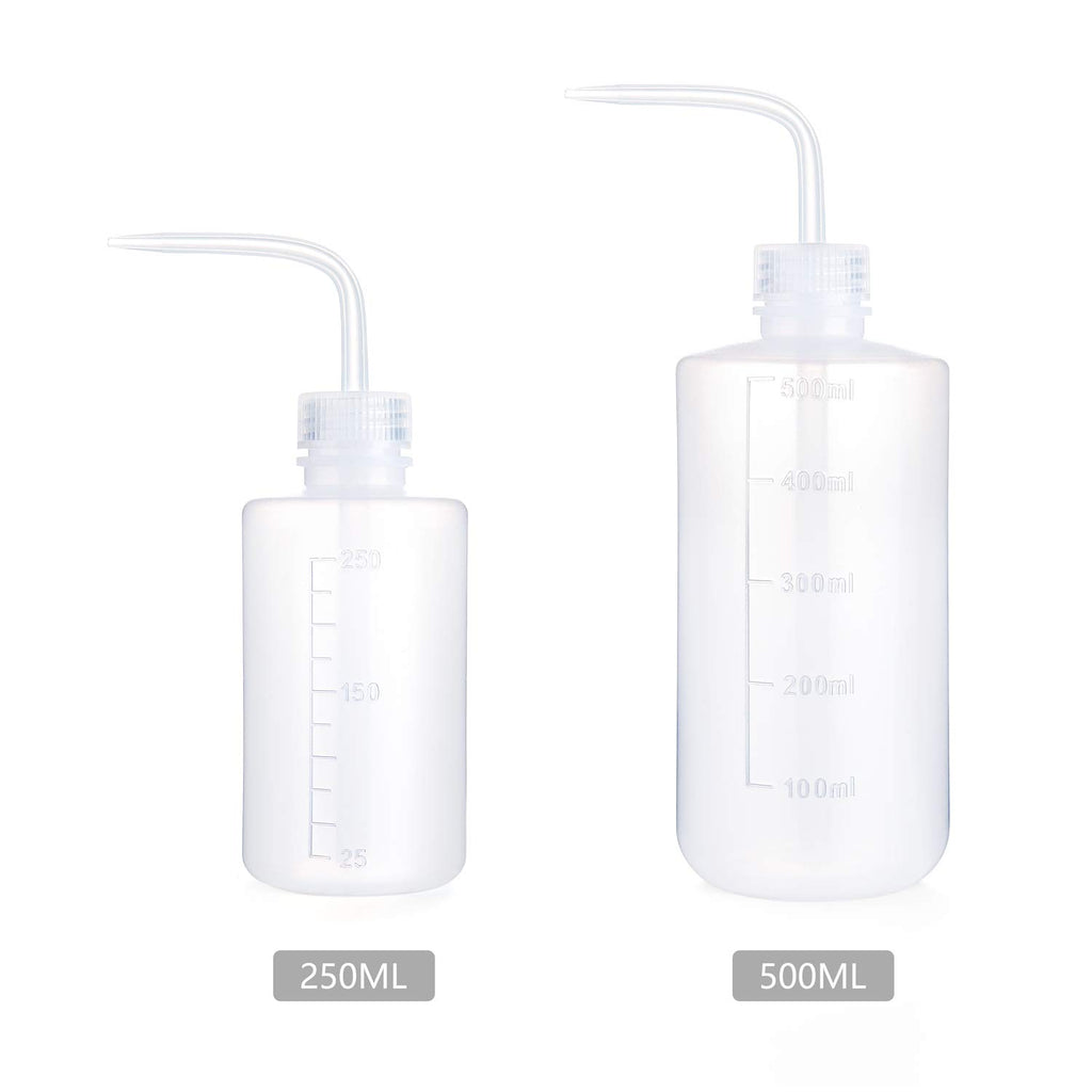 Mkono 2 Pack Watering Can - 250ML and 500ML Succulent Watering Bottle, Plant Flower Squeeze Plastic Bend Mouth Safety Wash Bottle, Small and Medium, White