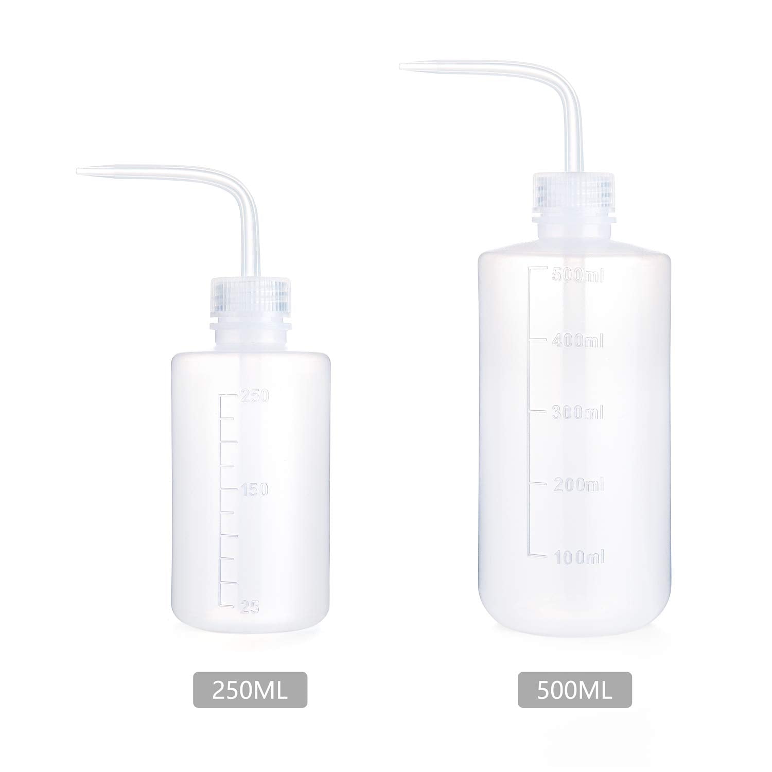 Mkono 2 Pack Watering Can - 250ML and 500ML Succulent Watering Bottle, Plant Flower Squeeze Plastic Bend Mouth Safety Wash Bottle, Small and Medium, White