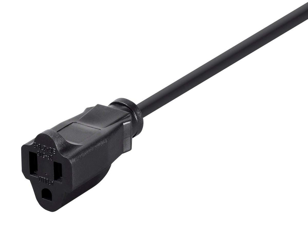 Monoprice 6ft 16AWG Power Extension Cord Cable - SJT 16/3C NEMA 5-15P TO NEMA 5-15R (13A/125V) AP301+SP506 - Black