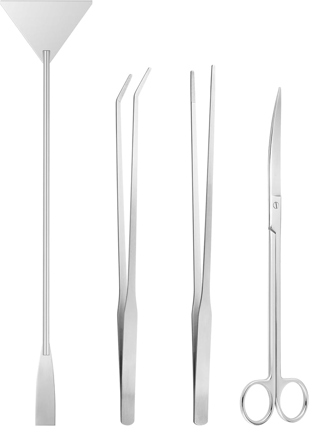 Aquascape & Terrarium Tools - 4PCS Terrarium Supplies Include Long Tweezers for Terrarium, Feeding Tongs, Scissors, & Scraper
