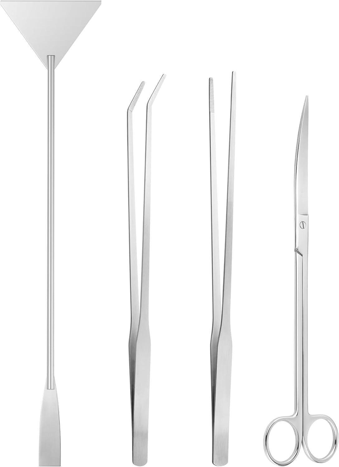 Aquascape & Terrarium Tools - 4PCS Terrarium Supplies Include Long Tweezers for Terrarium, Feeding Tongs, Scissors, & Scraper