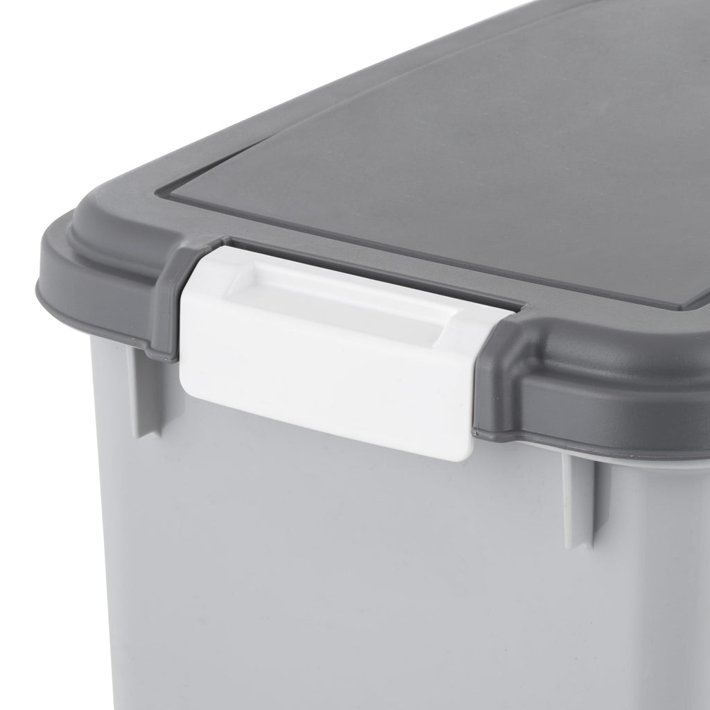 IRIS USA Storage Container, 30 lbs & 11 lbs Combo, Stackable, 2-Cup Scoop, Wheels, Easy Mobility, Gray