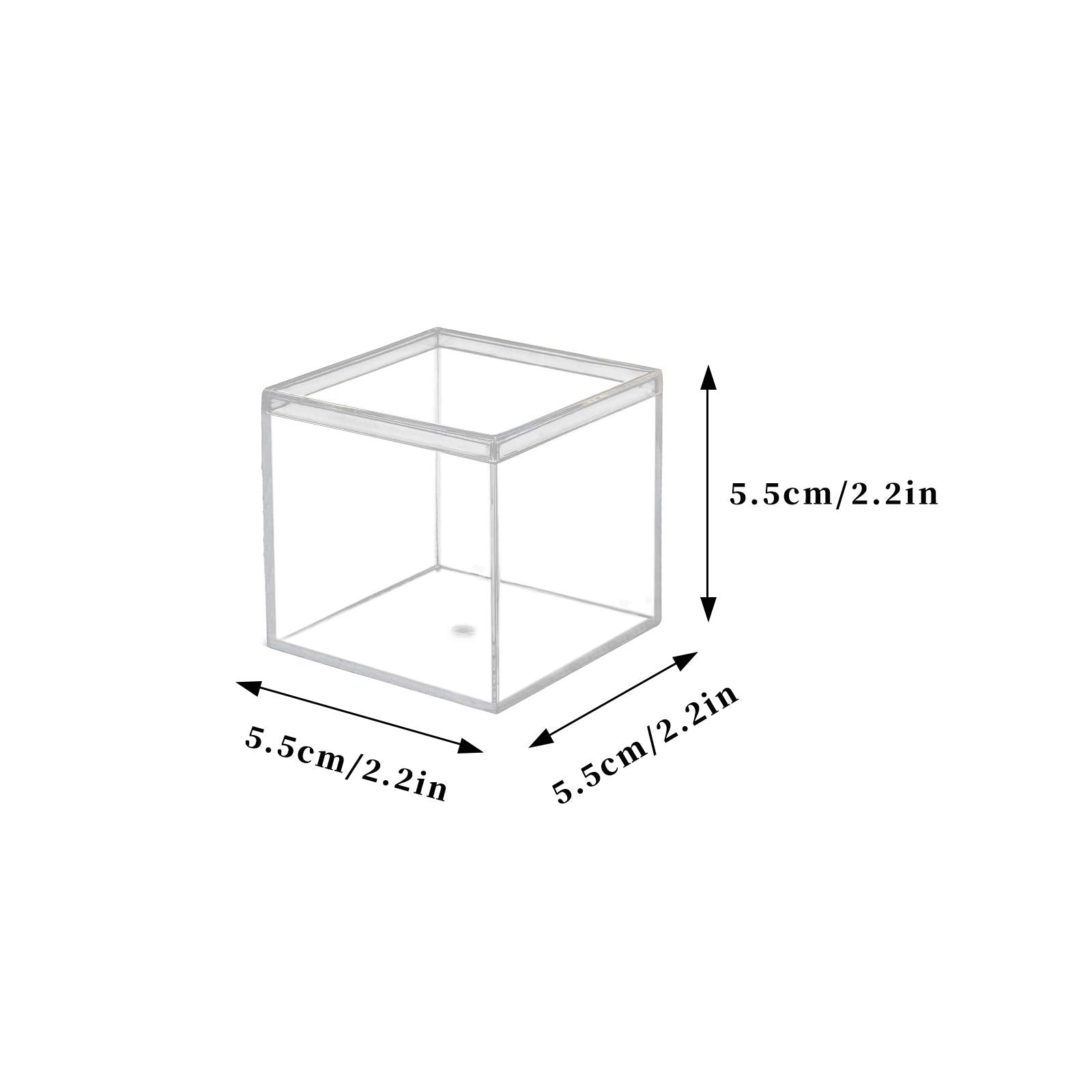 dedoot Small Acrylic Box with Lid 2.2x2.2x1.3 Inch, 4 Pack Suqare Plastic Box Acrylic Storage Cube Boxes Candy Container for Candy, Jewelry Accessories, Tiny Items