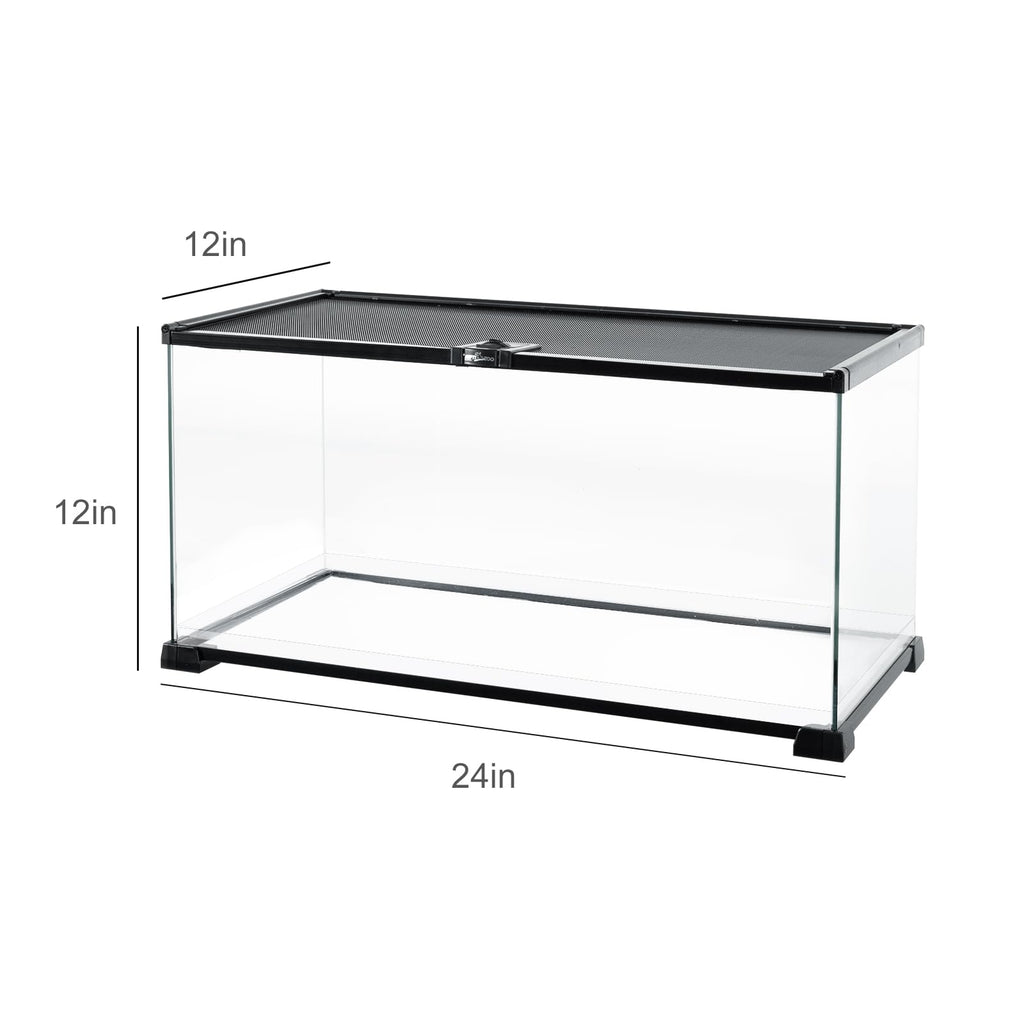 REPTIZOO Small Glass Tank 8 Gallon, Top Opening Terrarium 12" x 12" x 12" Leopard Gecko Tarantula Young Lizard Hermit Crab Frog Insects Breeding Tank