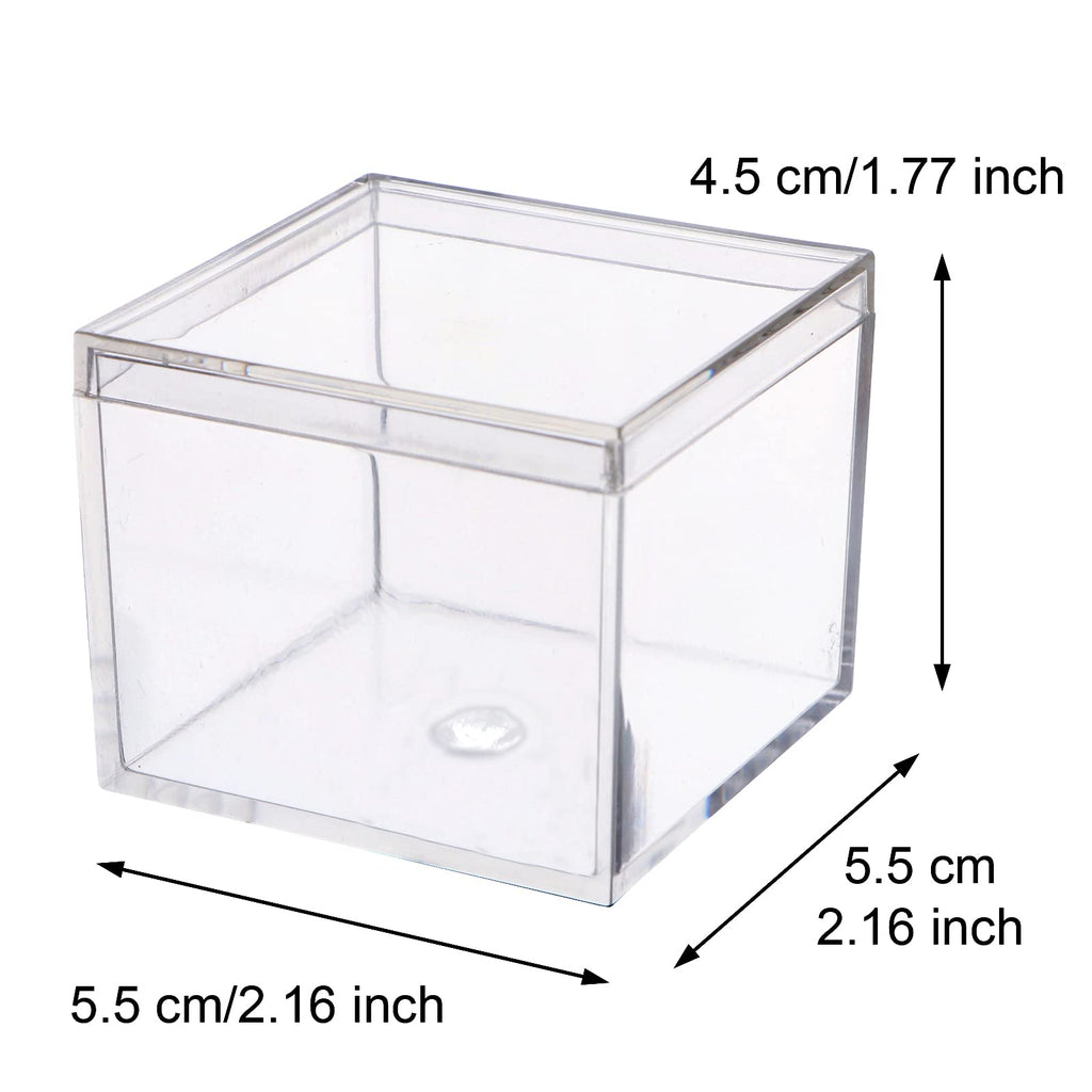 dedoot Small Acrylic Box with Lid 2.2x2.2x1.3 Inch, 4 Pack Suqare Plastic Box Acrylic Storage Cube Boxes Candy Container for Candy, Jewelry Accessories, Tiny Items