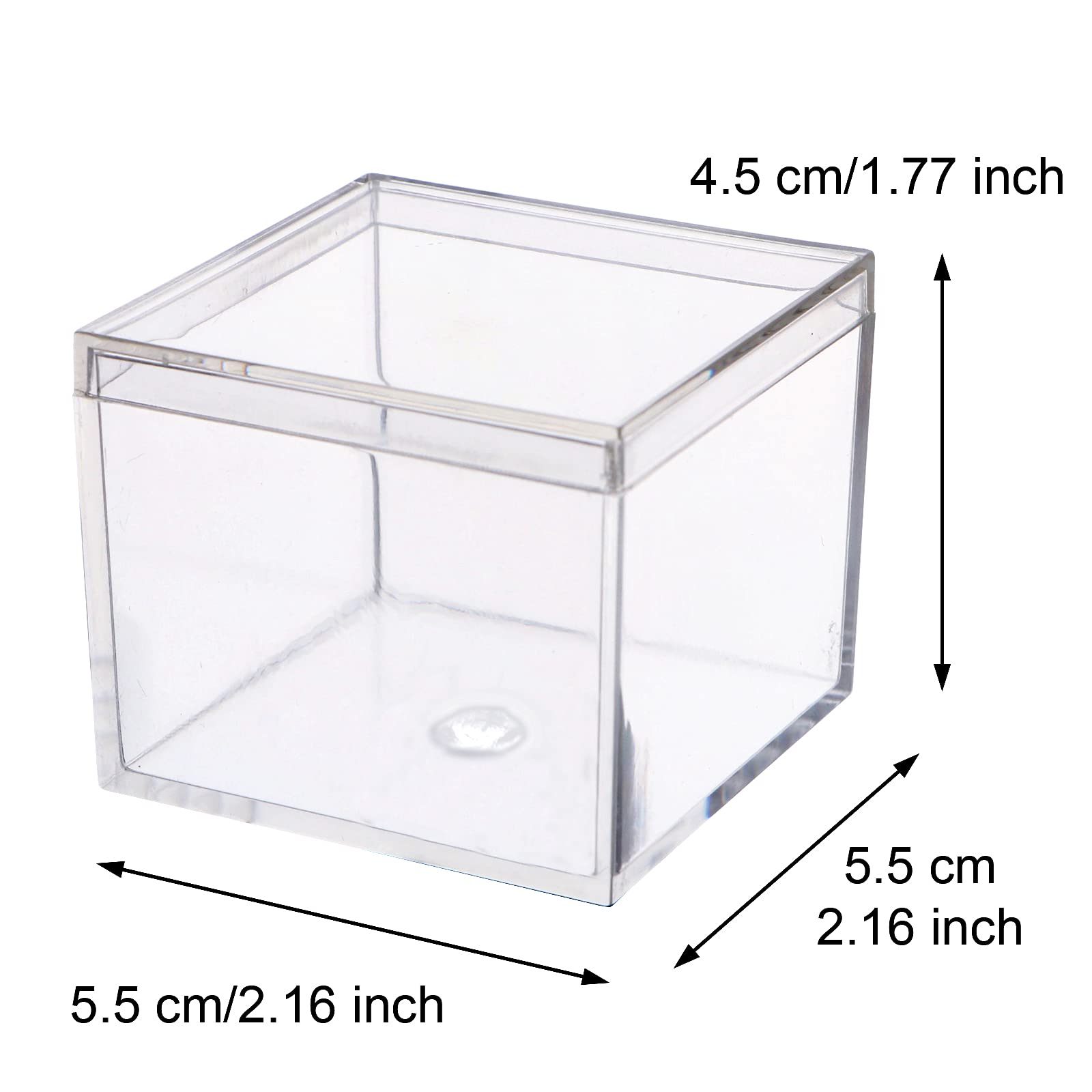 dedoot Small Acrylic Box with Lid 2.2x2.2x1.3 Inch, 4 Pack Suqare Plastic Box Acrylic Storage Cube Boxes Candy Container for Candy, Jewelry Accessories, Tiny Items