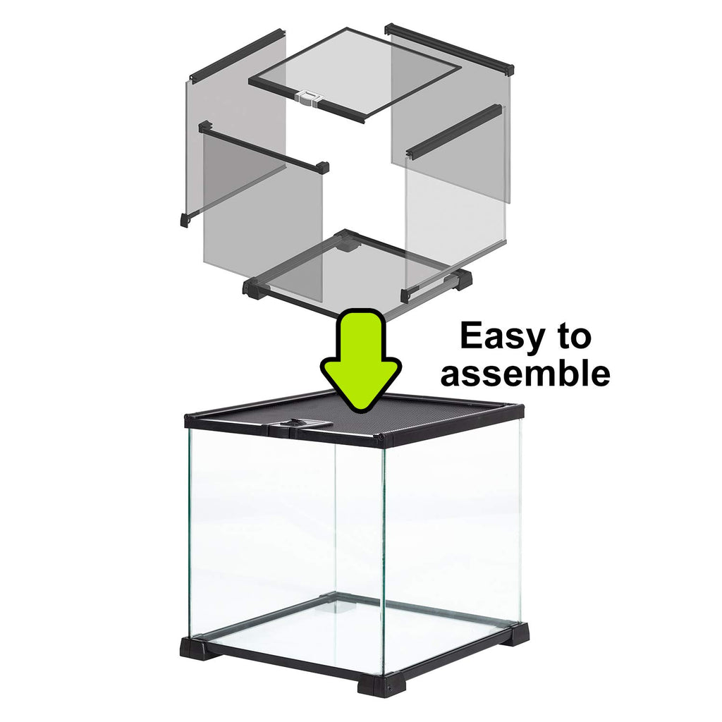REPTIZOO Small Glass Tank 8 Gallon, Top Opening Terrarium 12" x 12" x 12" Leopard Gecko Tarantula Young Lizard Hermit Crab Frog Insects Breeding Tank