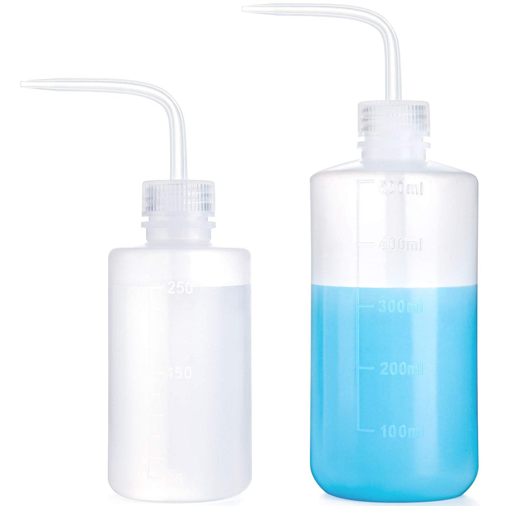 Mkono 2 Pack Watering Can - 250ML and 500ML Succulent Watering Bottle, Plant Flower Squeeze Plastic Bend Mouth Safety Wash Bottle, Small and Medium, White