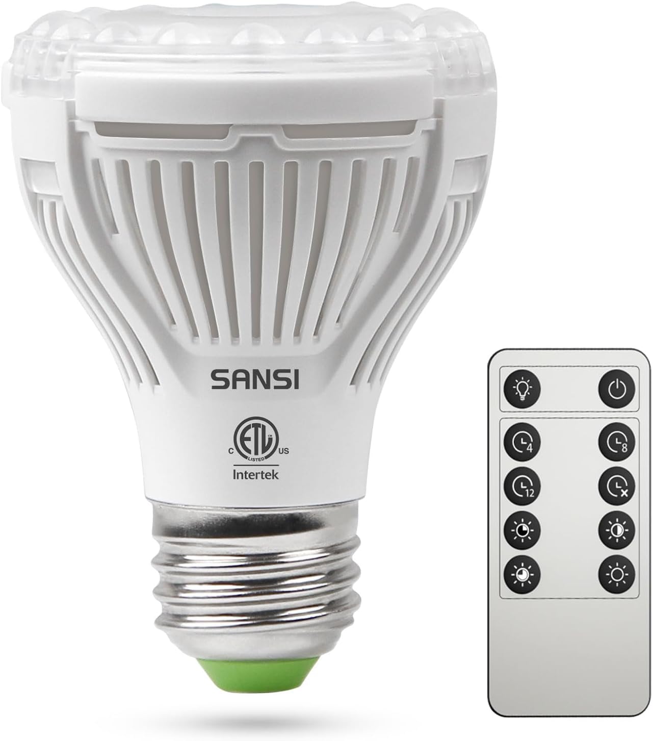 SANSI Dimmable Grow Light Bulb Full Spectrum, High PPFD 30W Grow Bulb (450 Watt Equiv) with Remote, Auto On Off Timing 4 8 12 Hrs, Energy Saving Plant Light Bulb with E26 Base for Indoor Plants