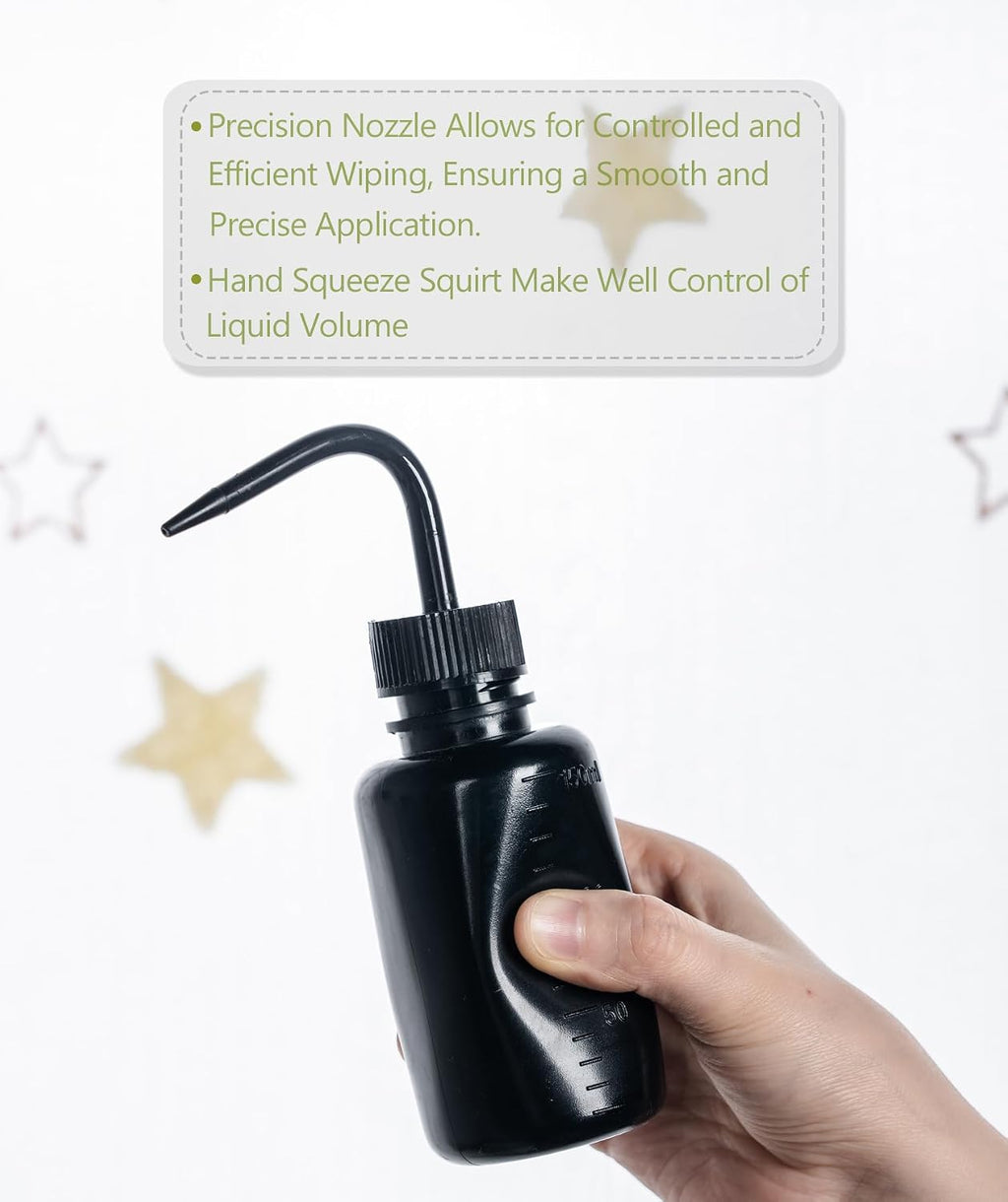 Melphoe Tattoo Wash Bottle Squeeze, 2Pcs 250ml Water Squirt Bottle Succulent Watering, Safety Rinse Watering Tools, Tattoo Supplies, Irrigation Sprinkling Can Wash Plant (Black)