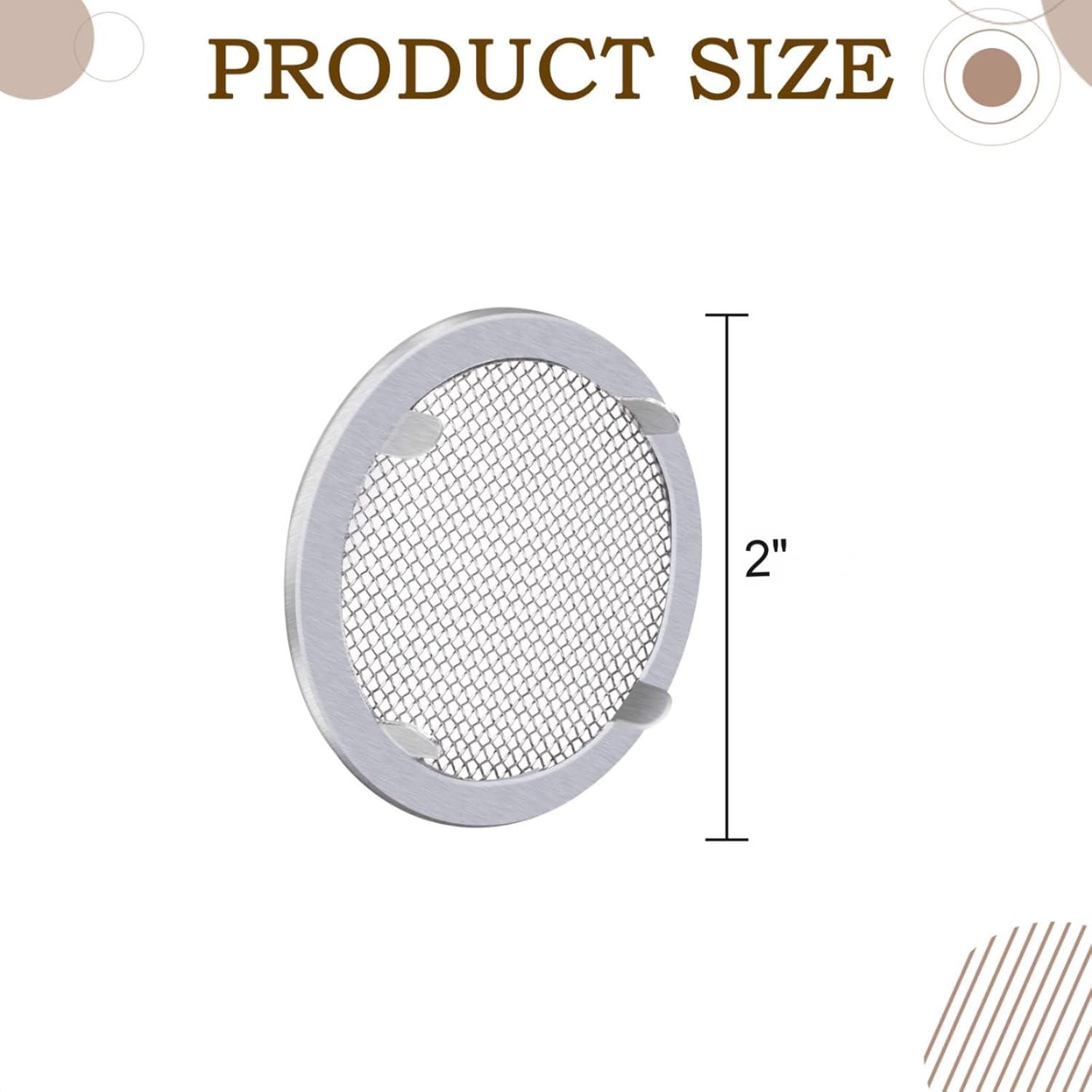 2''Circular Screen Vent Cover, for Display Cases, Spice Racks, Reptile Cages and More,Metal Mesh, 6-Pack