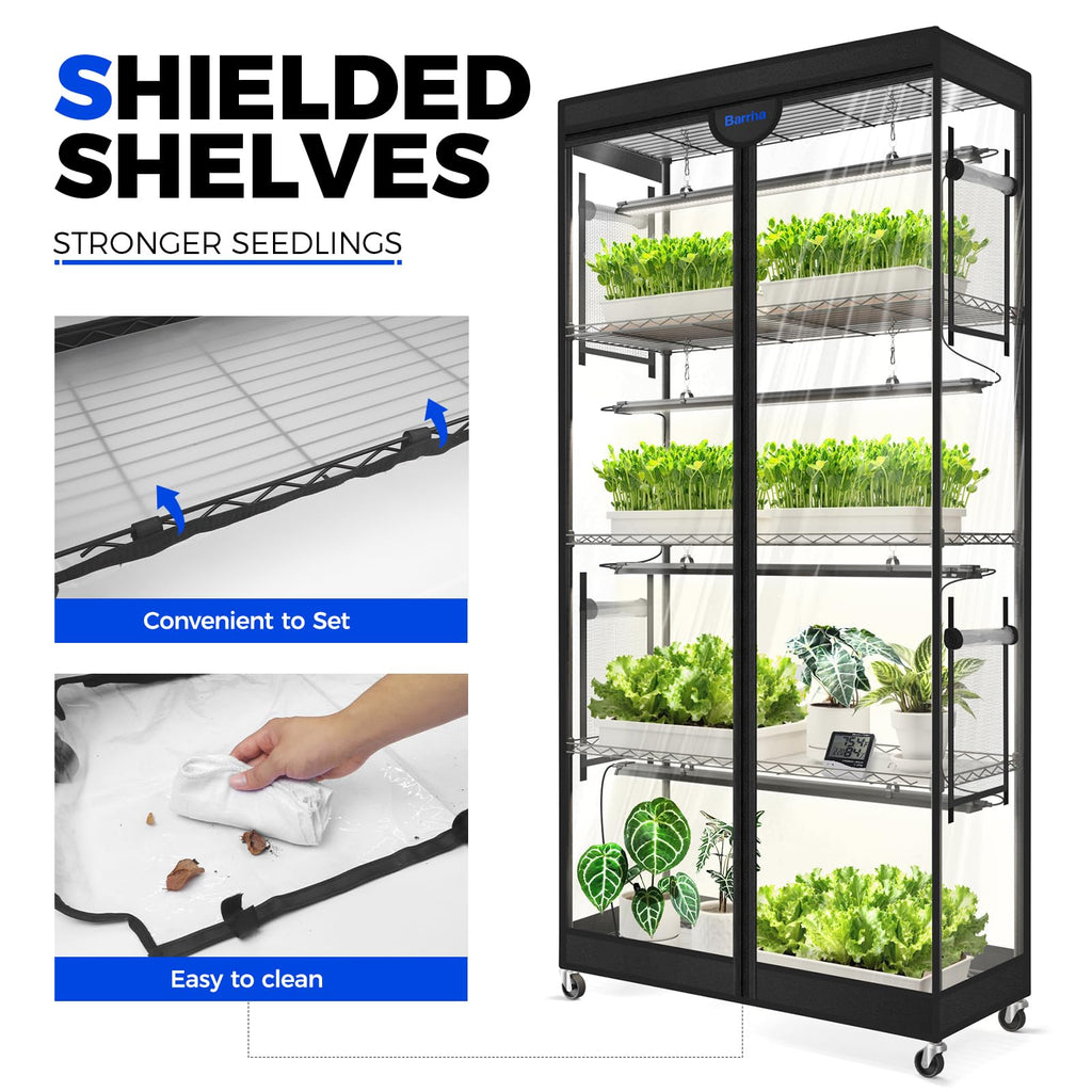 Barrina LP1200 Indoor Greenhouse with Grow Light, 4 Tier Stand with Tent