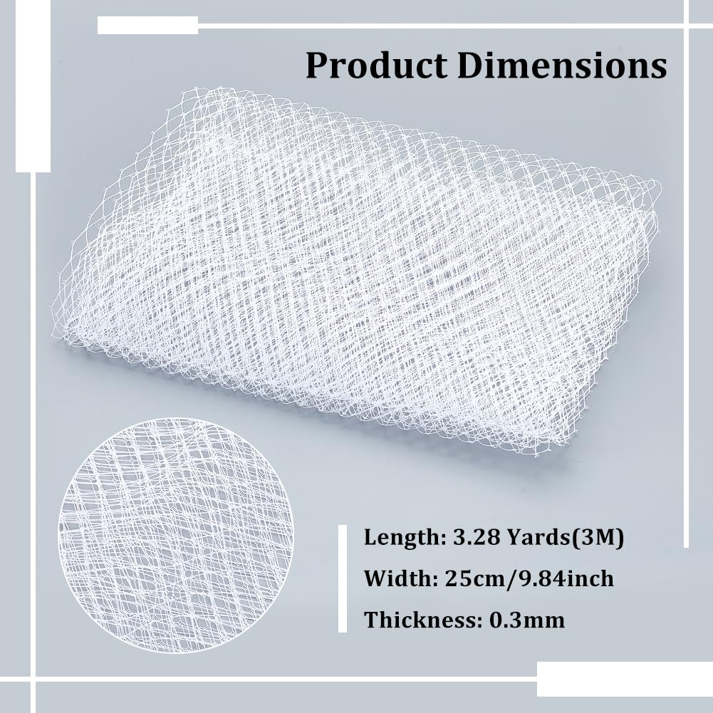 BENECREAT 3.28Yards Veil Mesh Fabric 10inch Wide Net Mesh Fabric Birdcage Bridal Veil for Wedding Veil Wedding Hat Decorating