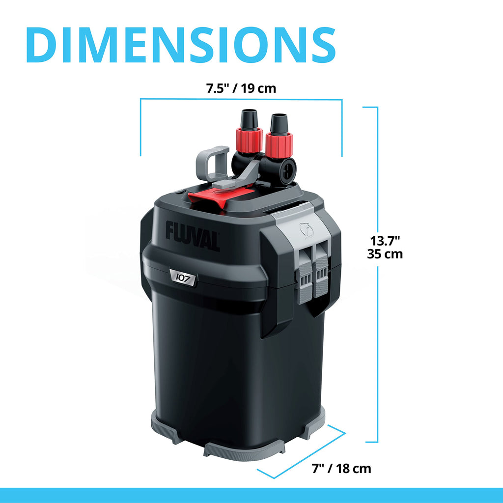 Fluval 207 Perfomance Canister Filter - for Aquariums Up to 45 Gallons - Aquarium Canister Filter
