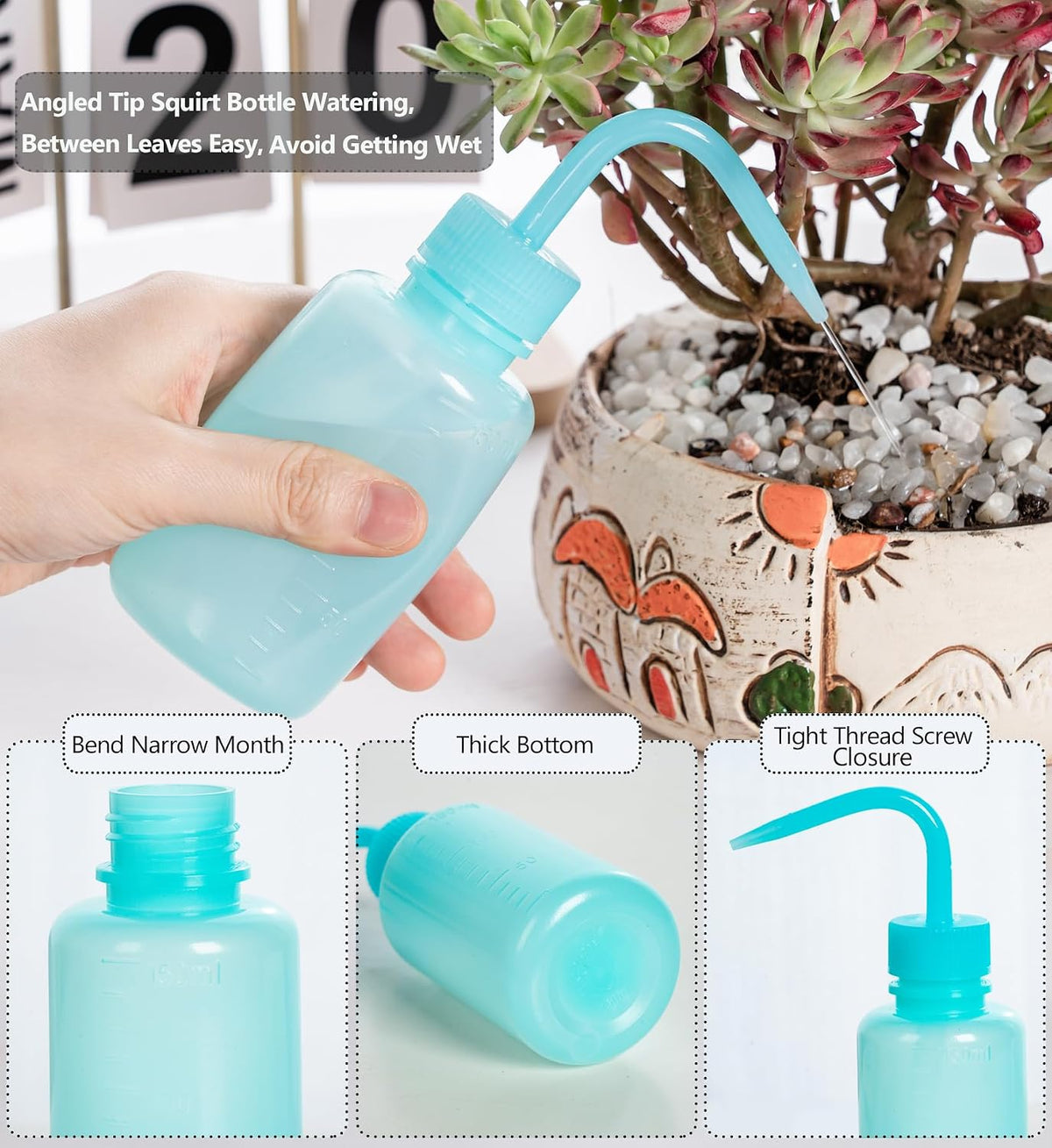 Melphoe Tattoo Wash Bottle Squeeze, 2Pcs 250ml Water Squirt Bottle Succulent Watering, Safety Rinse Watering Tools, Tattoo Supplies, Irrigation Sprinkling Can Wash Plant (Black)