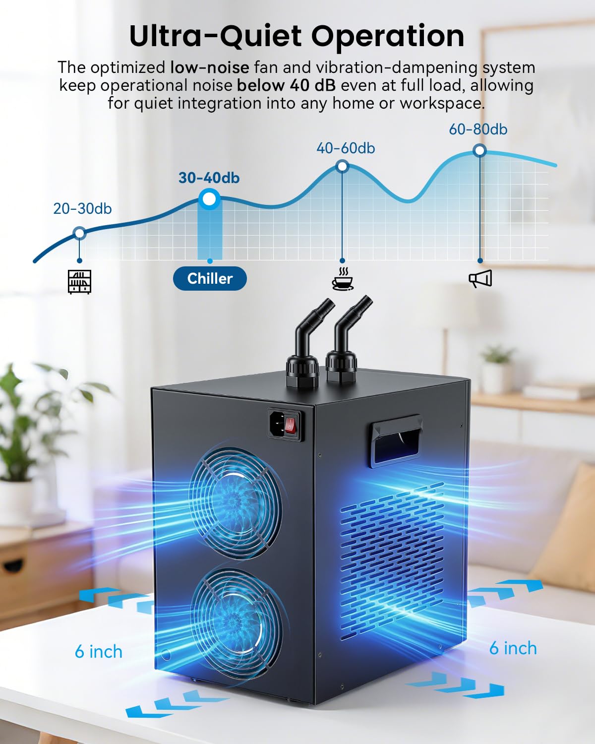 BAOSHISHAN Aquarium Chiller 42gal 1/10 HP Water Chiller for Hydroponics System with Compressor Refrigeration Special Quiet Design for Fish Tank Axolotl Coral Reef Tank 160L (160L)