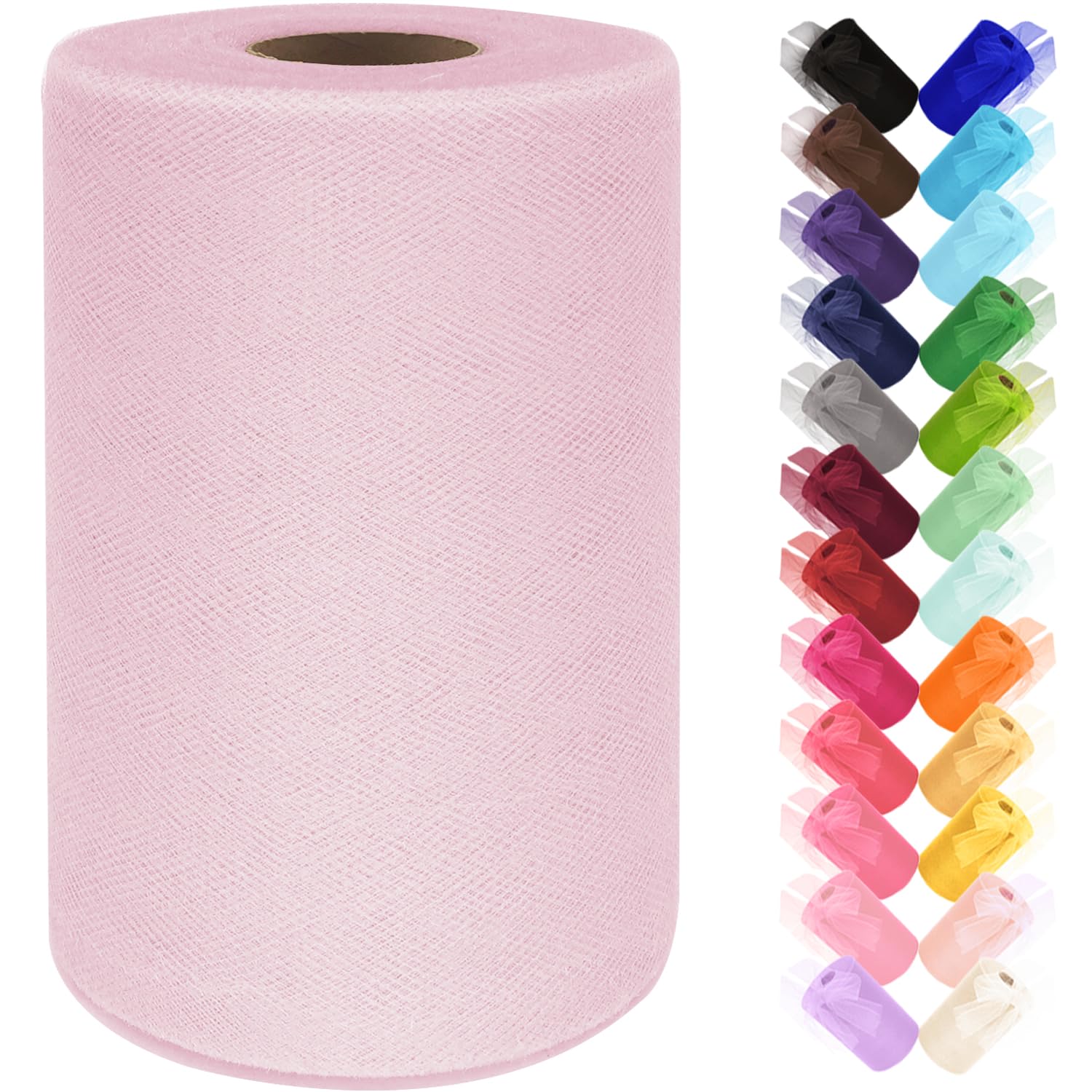 Black Tulle Fabric Roll 6 Inch by 100 Yards (300 ft) Tulle Ribbon Sheer Mesh Netting for DIY Tutu Skirt Gift Wrapping Wedding Baby Shower Birthday Halloween Party Decorations Crafts, 34 Colors (Black)