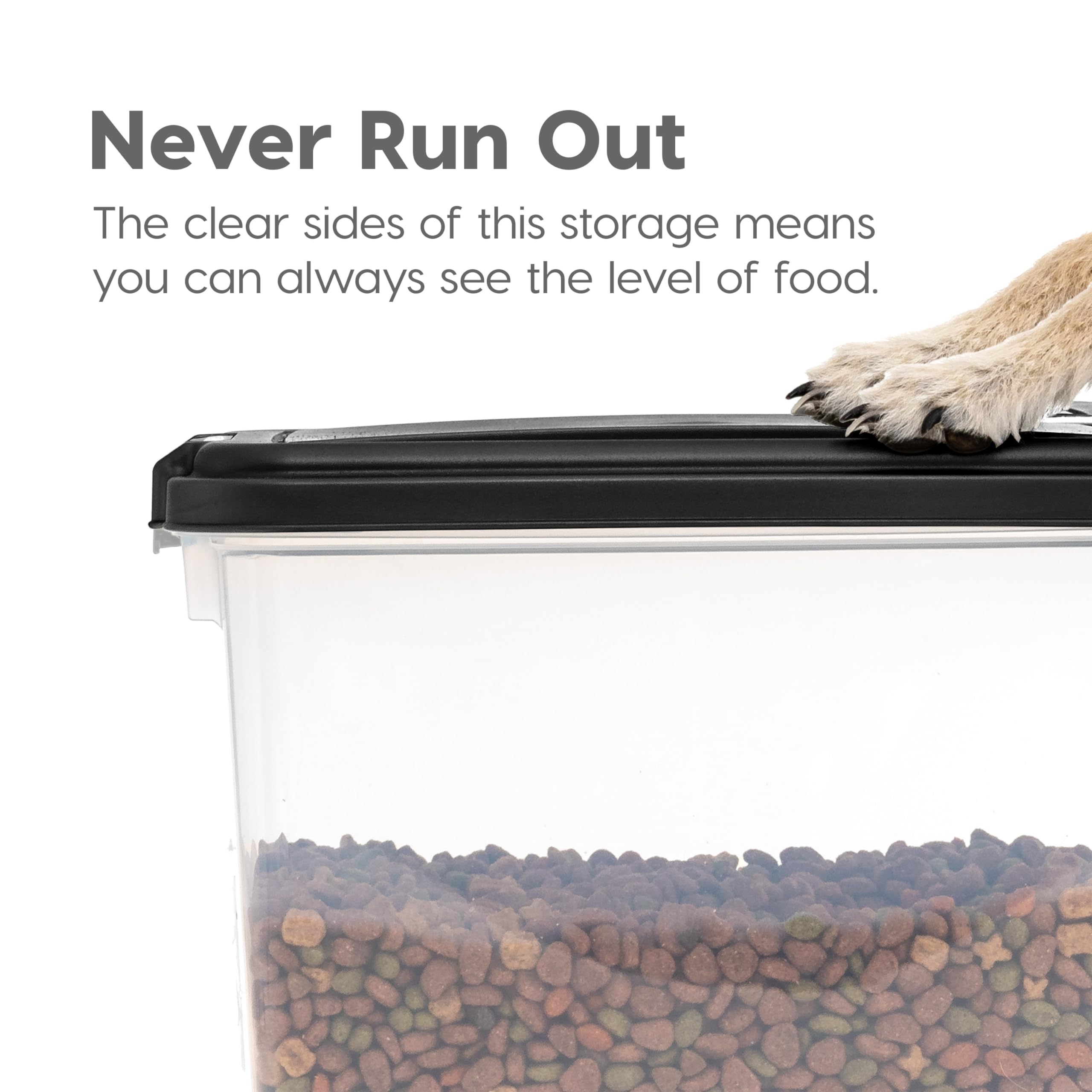 IRIS USA Storage Container, 30 lbs & 11 lbs Combo, Stackable, 2-Cup Scoop, Wheels, Easy Mobility, Gray