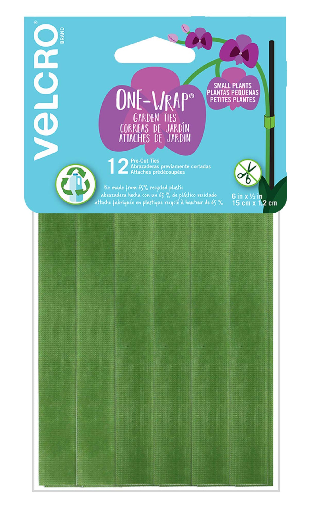 VELCRO Brand Adjustable Plant Ties | 75 ft x 1/2 in Green Garden Tape | Reusable, Cut-to-Length Hook & Loop Plant Support for Staking, Training & Organizing Tomatoes, Vines, and Flowers