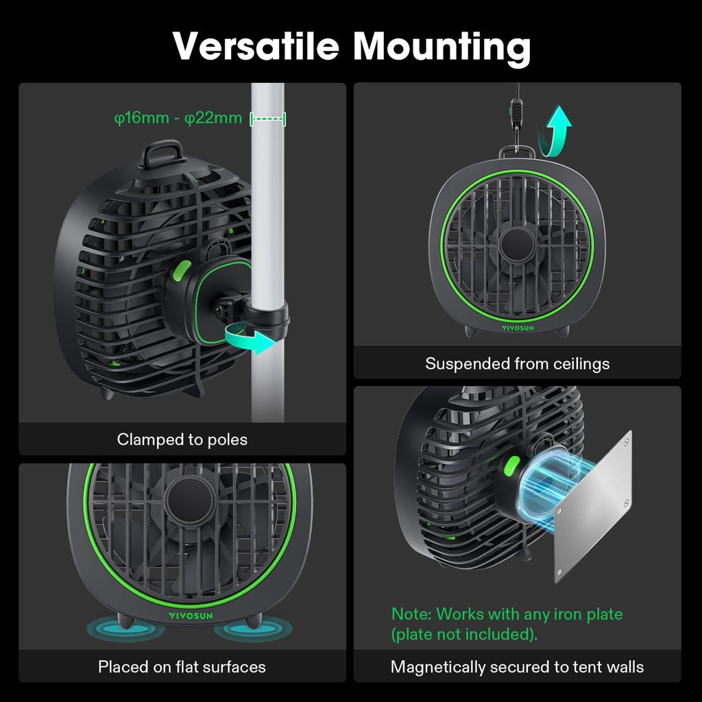 VIVOSUN AeroWave D4 Grow Tent Clip Fan with Detachable Hook, 4" Fan, 1-Pack