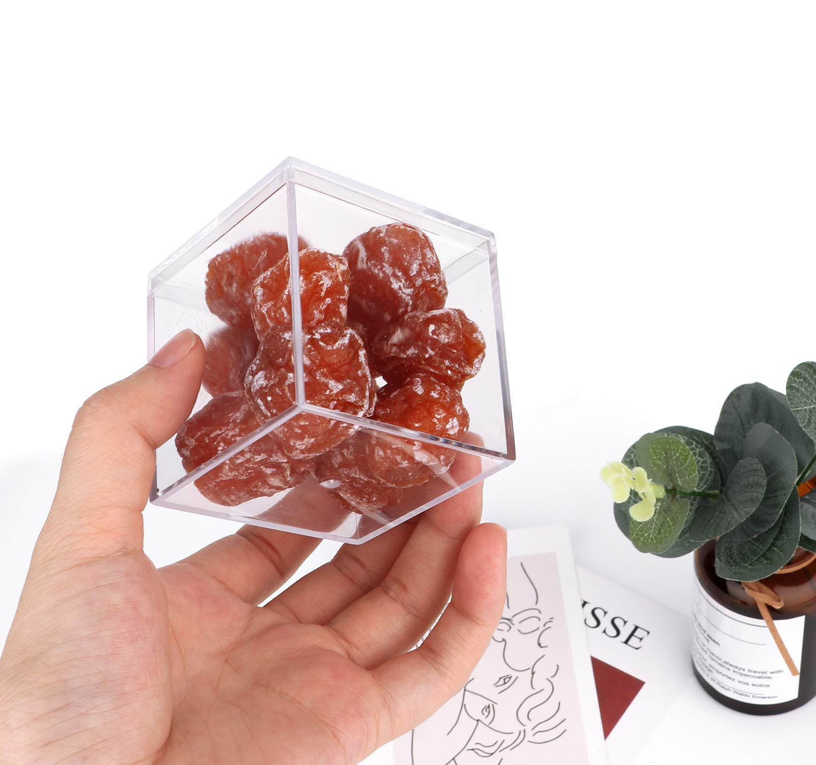 dedoot Small Acrylic Box with Lid 2.2x2.2x1.3 Inch, 4 Pack Suqare Plastic Box Acrylic Storage Cube Boxes Candy Container for Candy, Jewelry Accessories, Tiny Items