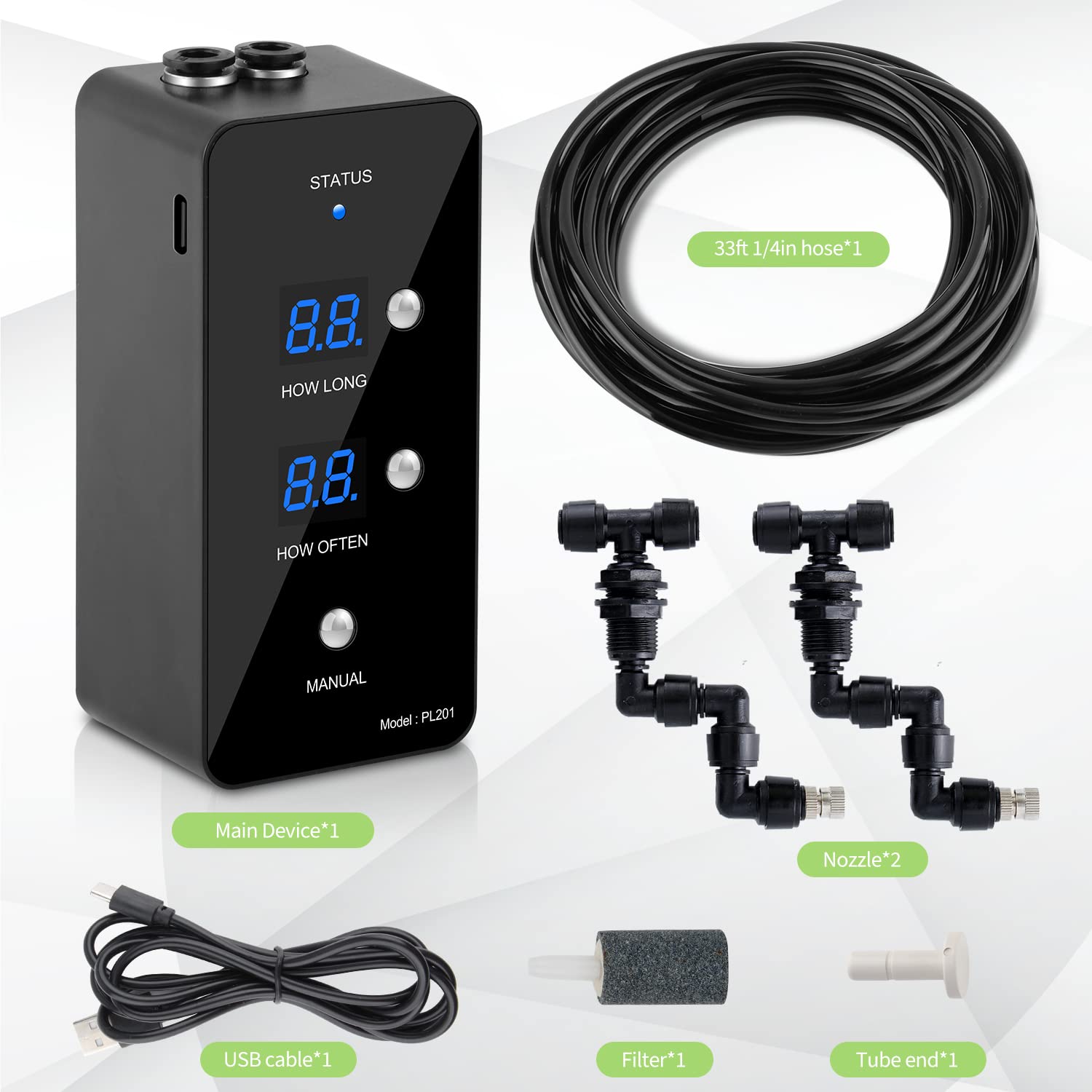 Moistenland WiFi Enabled Reptile Mister for Terrariums, Reptile Misting System for Snake Ball Python Tortoise Lizard Aquarium with 2 Adjustable Misting Nozzles