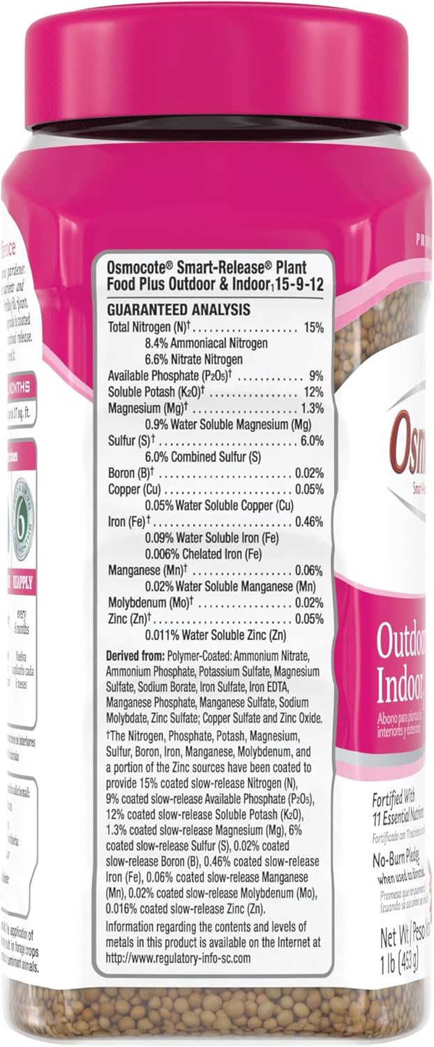 Osmocote Smart-Release Plant Food Plus Outdoor & Indoor1 - Granular, Continuous Release Plant Fertilizer with 11 Essential Nutrients, 2 lbs.