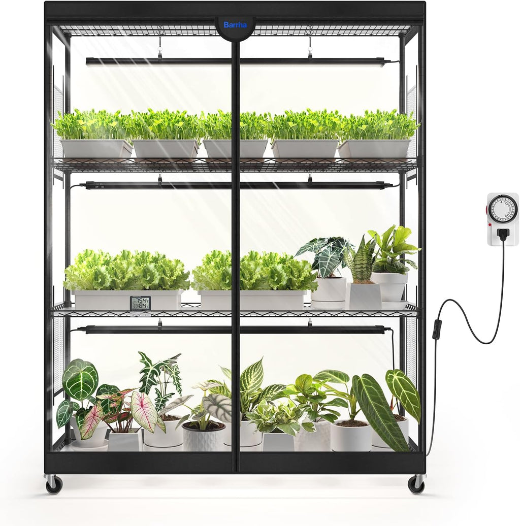 Barrina LP1200 Indoor Greenhouse with Grow Light, 4 Tier Stand with Tent