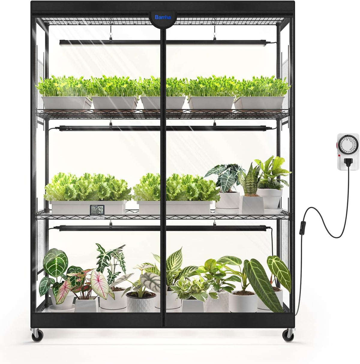 Barrina LP1200 Indoor Greenhouse with Grow Light, 4 Tier Stand with Tent