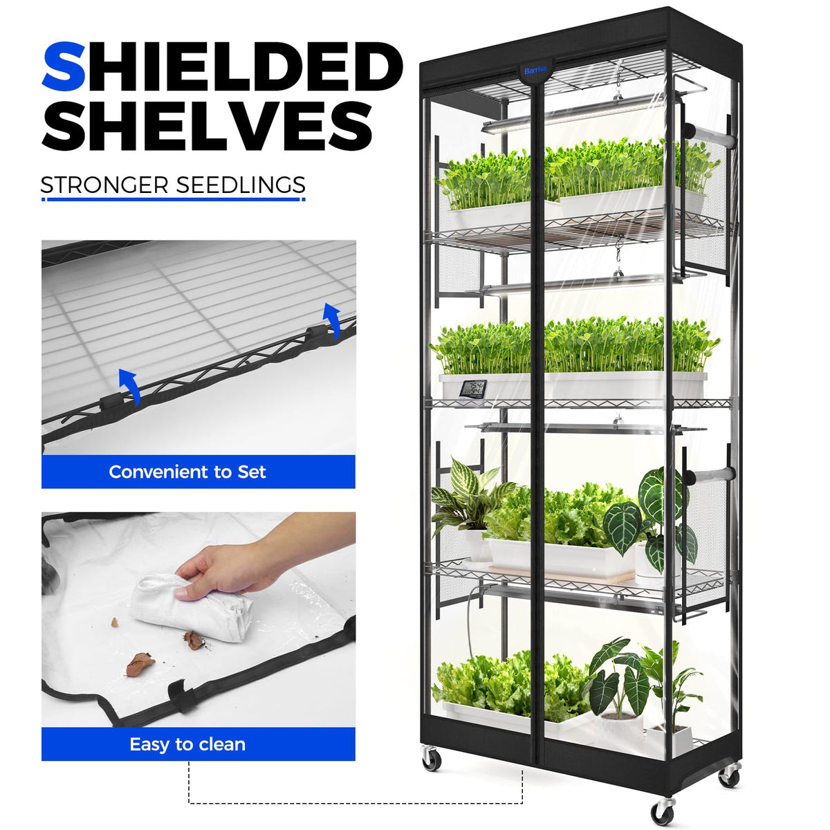 Barrina LP1200 Indoor Greenhouse with Grow Light, 4 Tier Stand with Tent