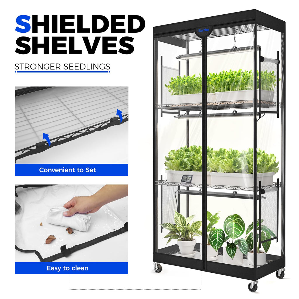 Barrina LP1200 Indoor Greenhouse with Grow Light, 4 Tier Stand with Tent