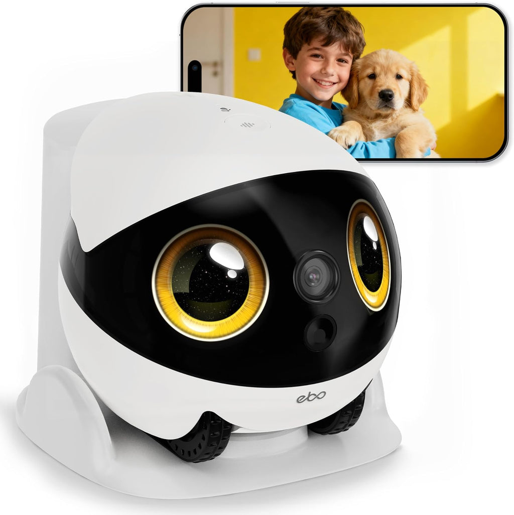 Enabot EBO Air 2S Mobile Robot Camera: 2.5K FamilyBot with Two-Way Video | Whole-Home Mobility, Custom Facial Image, Auto-Recharge, Night Vision, Long Distance Gift for Family/Pets