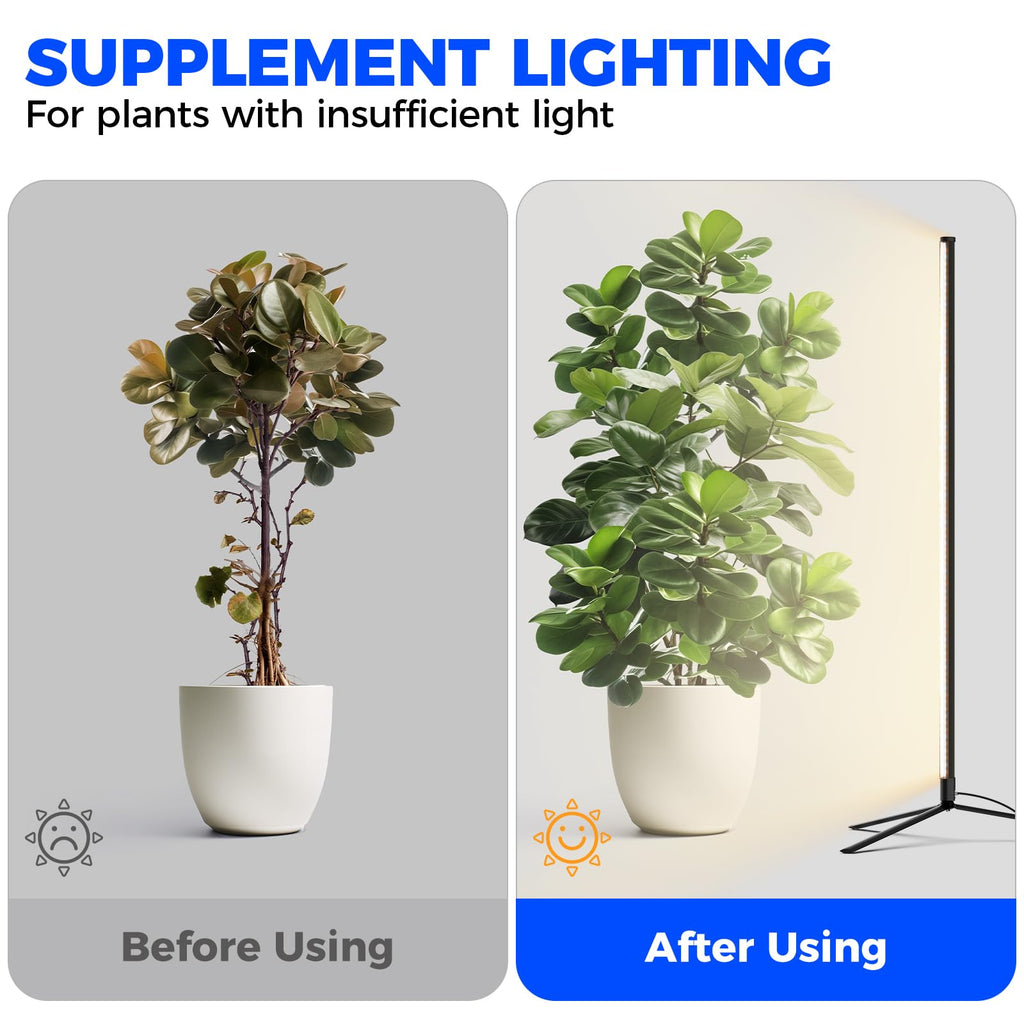 Barrina T10 Pro Standing Grow Light with Timer, 42W, 5000K, Full Spectrum Vertical Tall Grow Lights for Indoor Plants, Wide Coverage, 4FT to 5.6FT Height with Foot Switch, for Flower and Tall Plants