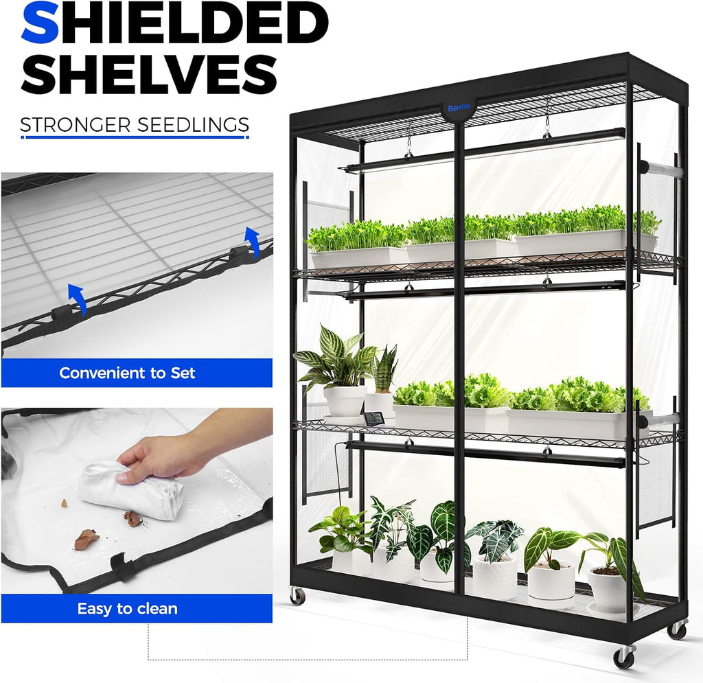 Barrina LP1200 Indoor Greenhouse with Grow Light, 4 Tier Stand with Tent