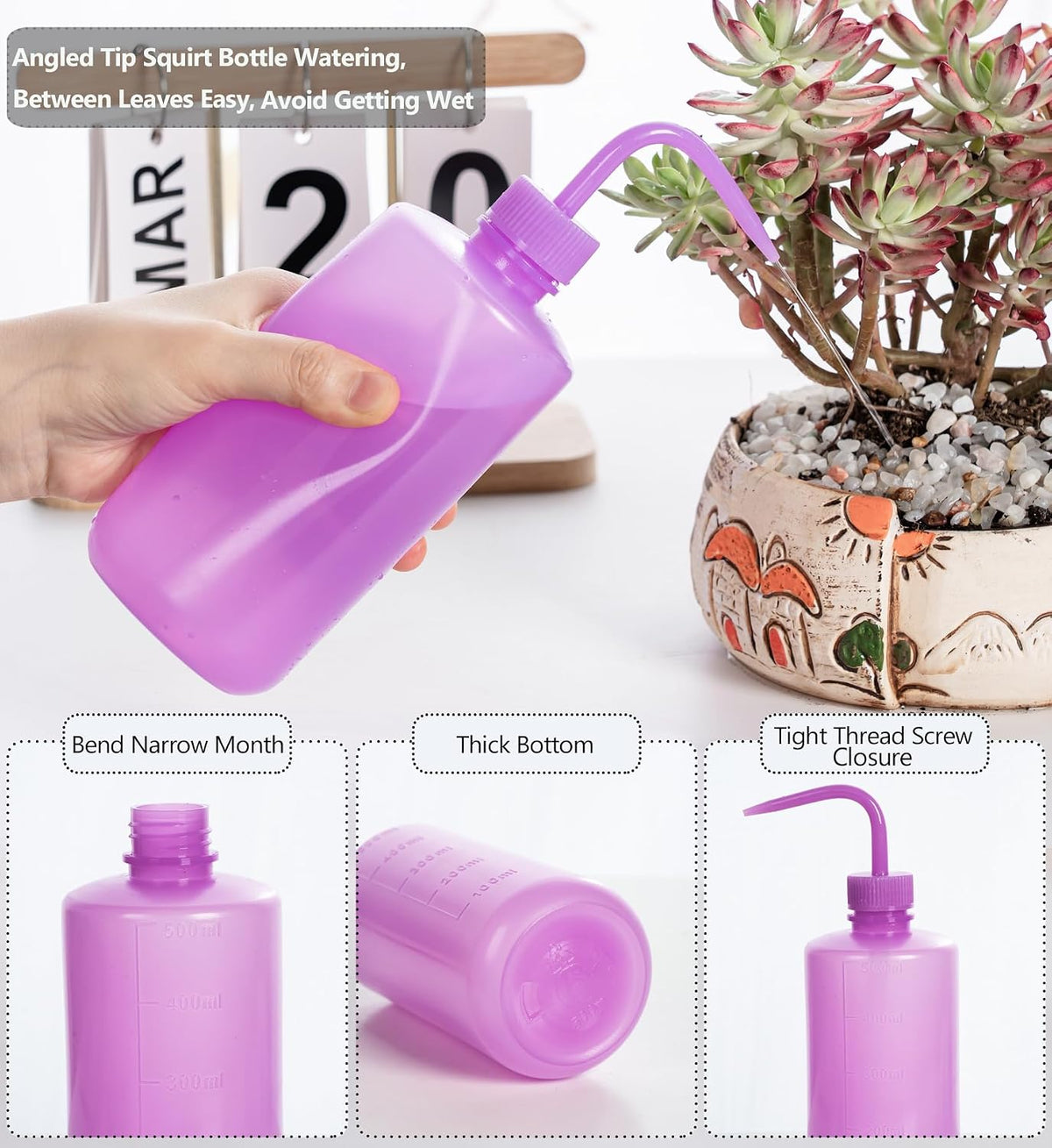 Melphoe Tattoo Wash Bottle Squeeze, 2Pcs 250ml Water Squirt Bottle Succulent Watering, Safety Rinse Watering Tools, Tattoo Supplies, Irrigation Sprinkling Can Wash Plant (Black)