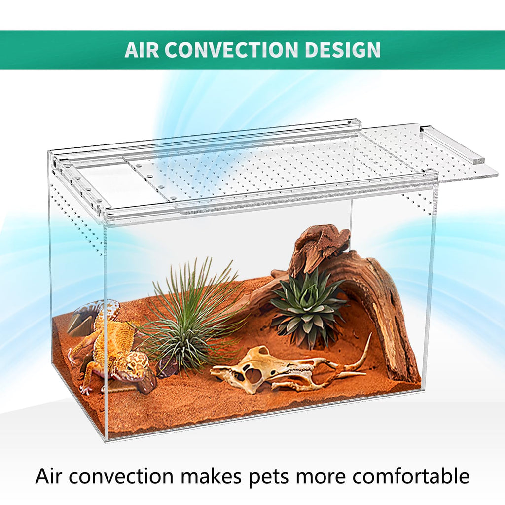 Reptile Terrarium,6.8" x 6.8"x 6" Reptile Breeding Box, Magnetic Acrylic Enclosure，for Tarantula，Hermit Crab，Jumping Spider，Iguana，Leopard Gecko，Bearded Dragon, Insect, Mantis, Scorpions.