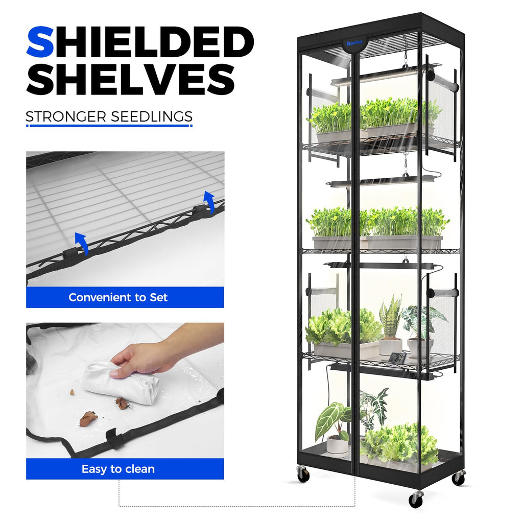 Barrina LP1200 Indoor Greenhouse with Grow Light, 4 Tier Stand with Tent