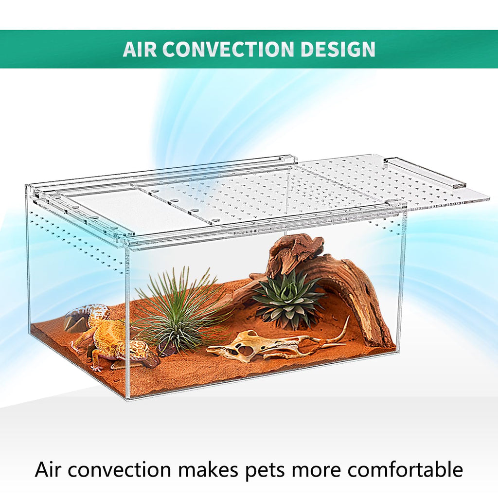Reptile Terrarium,6.8" x 6.8"x 6" Reptile Breeding Box, Magnetic Acrylic Enclosure，for Tarantula，Hermit Crab，Jumping Spider，Iguana，Leopard Gecko，Bearded Dragon, Insect, Mantis, Scorpions.
