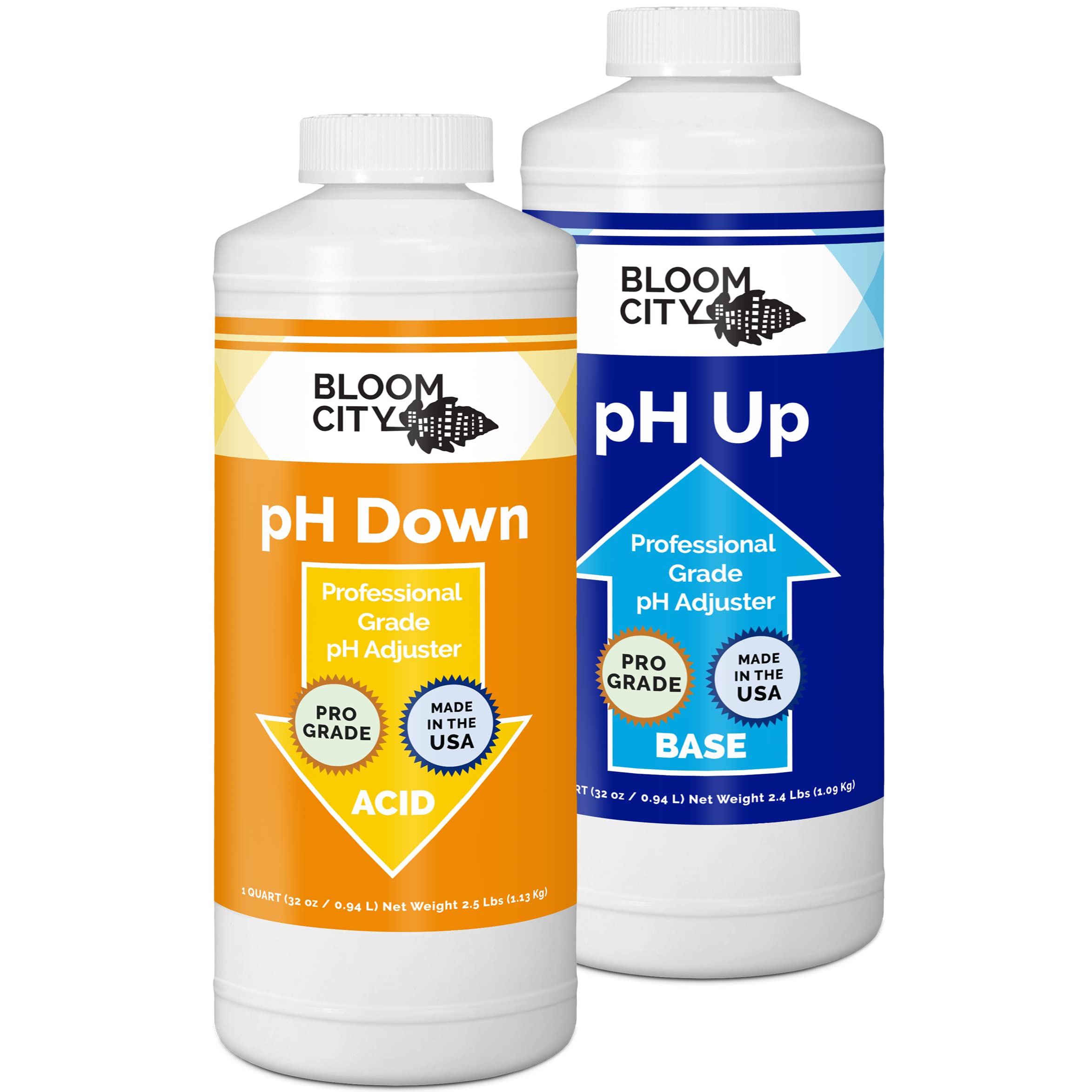 Bloom City Professional pH Up + Down Control Kit for Optimal Nutrient Uptake (Two 1/2 Pint Bottles) 16 Total oz