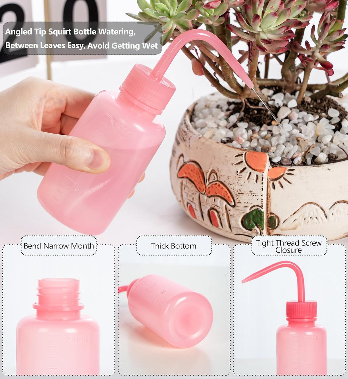 Melphoe Tattoo Wash Bottle Squeeze, 2Pcs 250ml Water Squirt Bottle Succulent Watering, Safety Rinse Watering Tools, Tattoo Supplies, Irrigation Sprinkling Can Wash Plant (Black)