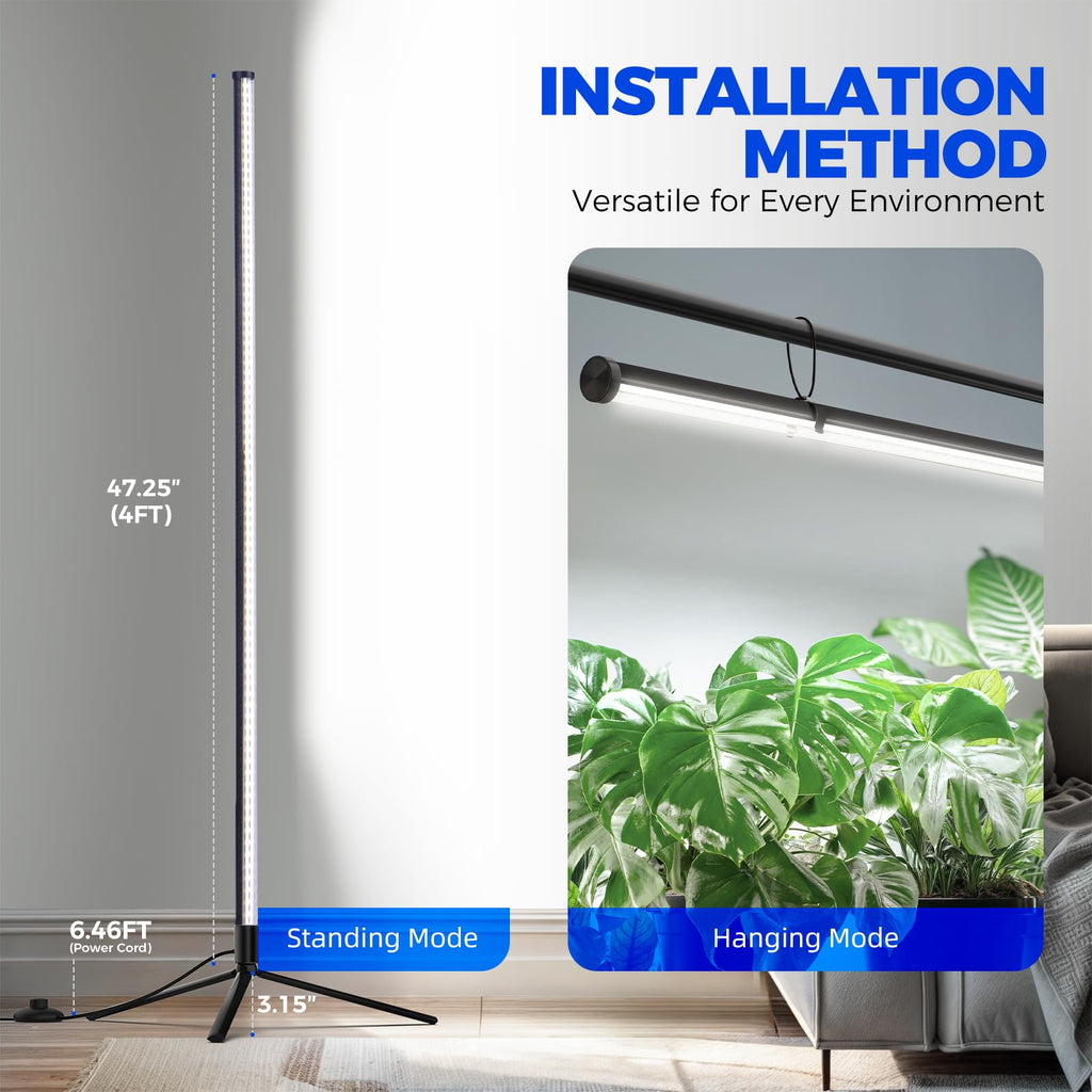 Barrina T10 Pro Standing Grow Light with Timer, 42W, 5000K, Full Spectrum Vertical Tall Grow Lights for Indoor Plants, Wide Coverage, 4FT to 5.6FT Height with Foot Switch, for Flower and Tall Plants